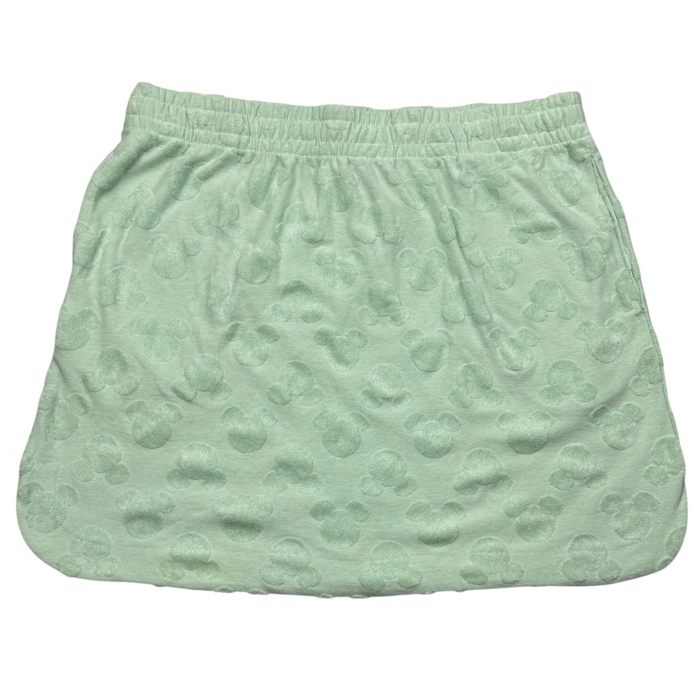 Disney Mickey Mouse Womens Medium Mint Green Jacquard Terrycloth Mini Skirt M